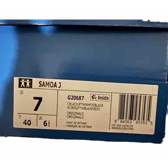 adidas Samoa J Youth Unisex  7 black white - Picture 6 of 7